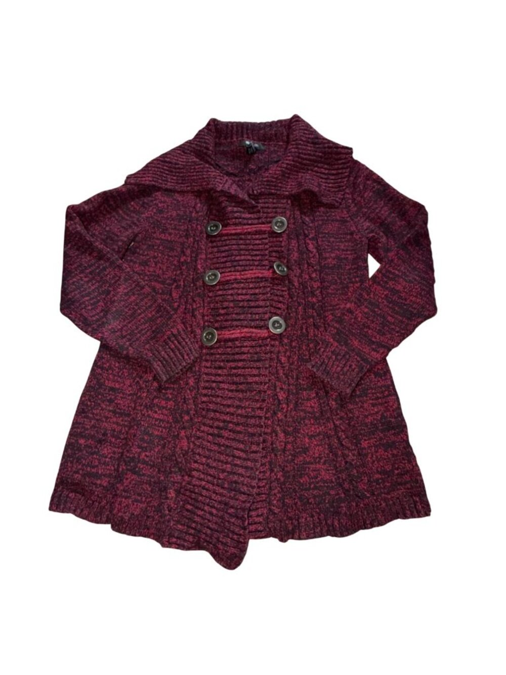 Style & Co Womens Button Double Breated Knit Cardigan Sweater-Red-L-GUC